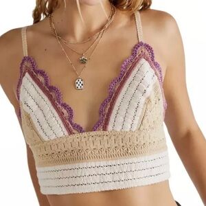 Free People Intimately Weekend Soft Pink Combo Crochet Bralette Top size Small
